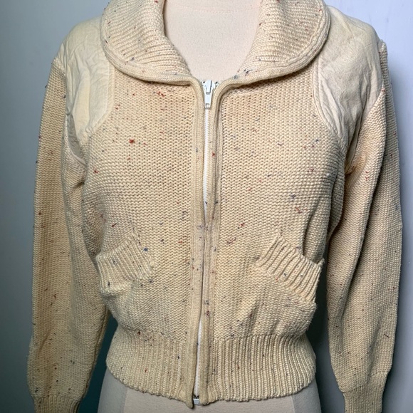 Vintage knitted zipper sweater 70s - Picture 2 of 16
